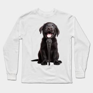 Adorably singing black Puppy Long Sleeve T-Shirt